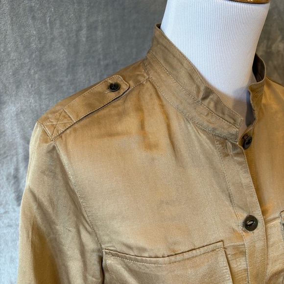 Eddie Bauer Silk Mandarin Collar w/Buttons Sz S Steampunk Whimsigoth Artsy - Picture 4 of 12